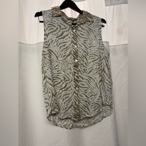 Liverpool Brown and White Zebra Print Button-Down Shirt
